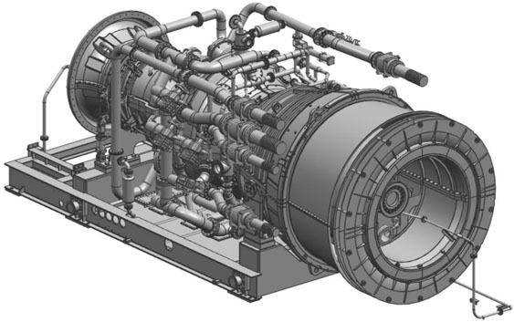 Рис. 3. Газовая турбина Н-100 на&nbsp;базовой раме